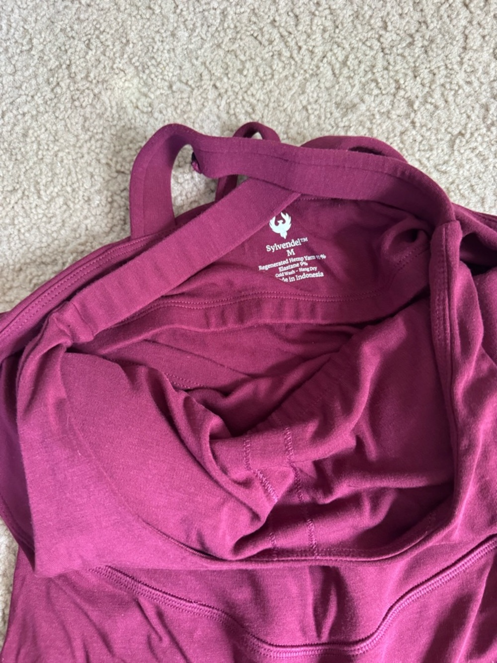 Namarie-style Deep Berry Tank Top with Built-in Shelf Bra